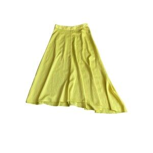 Urban‎ Outfitters Womens Asymmetrical Midi Satin Skirt Size XS Yellow Maximalist